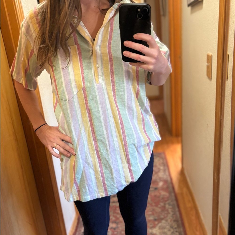 Vici Pastel Striped Button-Up Shirt